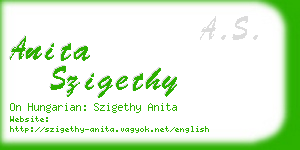 anita szigethy business card